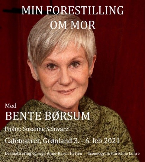 Bente Børsum spiller på Cafeteatret i september 2021