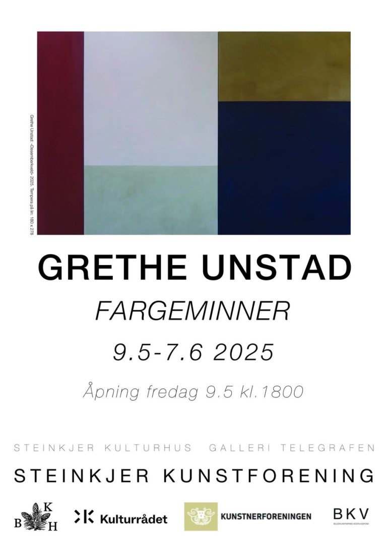 2025 GRETHE UNSTAD med utstillingen FARGEMINNER på GALLERI TELEGRAFEN Steinkjer Kunstforening 9.05-7.06