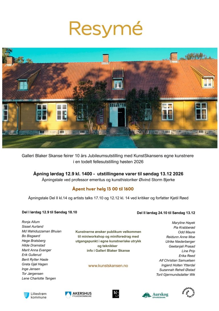 2026 INGE JENSEN stiller ut på GALLERI BLAKER SKANSEs 10-års jubileum 12.09-13.12